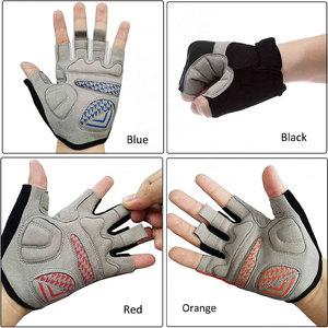 Gants de cyclisme demi-doigts orange, gris, noir, antidérapants, en tissu tissé, unisexes, respirants, pour la course - Product Image 5