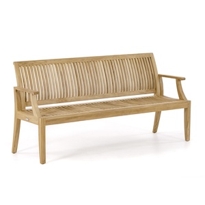 Teak Garden <b>Bench</b> Arms Solid Wood Outdoor Patio Furniture Traditional Design Durable Tapered Legs Waterproof Eco-Friendly - Product Image 3