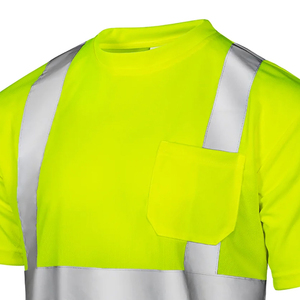 T-shirt de travail haute visibilité respirant à manches courtes avec logo et taille personnalisés, vêtements de travail réfléchissants pour hommes - Product Image 3