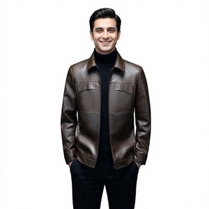 Clush <b>Men</b> Winter Genuine Leather Varsity Streetwear <b>Jacket</b> Zipper Closure Stand Collar Front Logo Oversize 4XL <b>Long</b> Sleeve Plus - Product Image 1