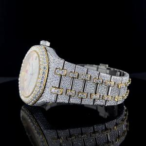 Unisex Luxury Classic Quartz Movement Glass Dial Date Dial <b>Diamond</b> <b>Watch</b> Rose Gold Band Full Iced Out Moissanite <b>Diamonds</b> - Product Image 5