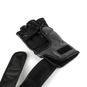 Gants de MMA demi-doigts en cuir avec fermeture Velcro noirs pour adultes – Équipement d'entraînement d'arts martiaux - Product Image 5