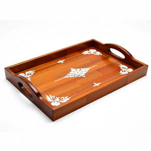 Premium Eco-Friendly <b>Wooden</b> Tea Serving Tray Mother Pearl Inlay Tabletop Elegant Home Eid Ramadan <b>Gifts</b> Polished Religious Style - Product Image 5