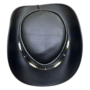 Chapeaux de cowboy en cuir véritable de style unique OEM, chapeaux de cowboy vintage pour l'équitation en plein air avec logo personnalisé - Product Image 6