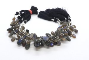 Cuentas de Labradorita Brillante con Corte de Pera Liso y Taladrado Lateral, 7x10MM, Hilo de Labradorita Lisa de 7 Pulgadas - Product Image 3