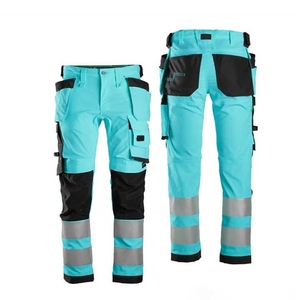 High Visibility Yellow <b>Work</b> <b>Pants</b> With Reflective Stripes And Multiple Pockets For Safety Wear - Product Image 4
