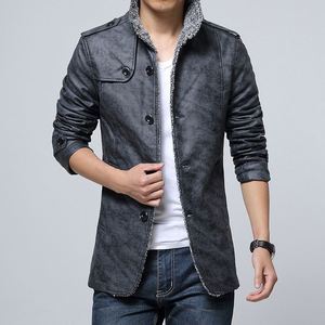 Chaqueta de Cuero PU Marrón para Hombre con Forro Polar, Manga Larga, Resistente al Viento, Abrigo de Invierno - Product Image 4