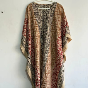 Robe longue kaftan en pur coton, imprimé indien, tenue de plage, paréo de bikini, robe florale, vêtements d'été, tenue de soirée pour femmes - Product Image 1