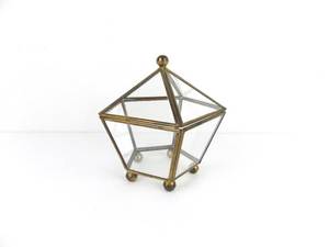Hexagonal Glass Jewelry <b>Box</b> with Gold Frame Clear Display Case for Necklace Ring Storage <b>Vanity</b> Desk Use - Product Image 2