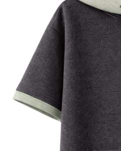 Sweat-shirt léger à manches courtes pour homme, en molleton de coton, couleur anthracite et sauge, avec poche kangourou, style streetwear décontracté, idéal pour l'été - Product Image 4