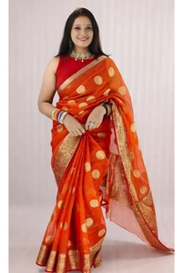 Sari en organza et coton Kota pour femme KV avec bota ronde et sari en jacquard tissé - Product Image 4