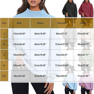 Customizable Oversized Solid Women <b>Drop</b> Shoulder Mock neck Sweatshirt Polyester / Cotton Material Breathable Customized Logo - Product Image 6