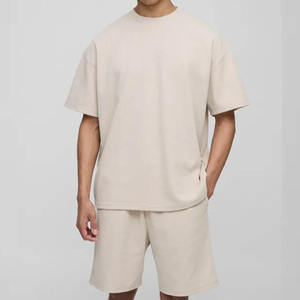 Ensemble T-shirt et short tissé oversize pour homme été 2026, 100 % coton, séchage rapide, streetwear unisexe, qualité supérieure - Product Image 4
