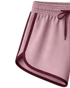 Shorts de détente pour femmes en rose poussière et bordeaux, taille élastique avec cordon de serrage, en coton et polyester doux, vêtements de nuit décontractés, shorts confortables pour l'été - Product Image 4