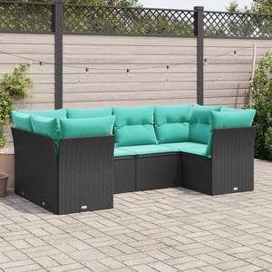 Grand ensemble de canapés de jardin en rotin PE noir avec structure en acier thermolaqué – Mobilier d'extérieur élégant - Product Image 1