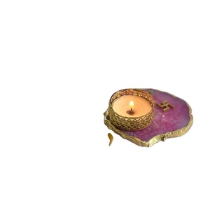 แผ่นอาเกตขัดเงาคุณภาพสูงขายส่ง แผ่นรองแก้วขอบทอง ของตกแต่งบ้าน งานแต่งงาน งานฝีมือจากธรรมชาติ - Product Image 5