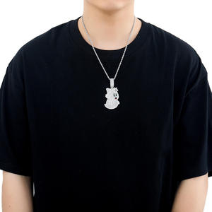 Colgante de Fantasma de Dibujos Animados, Plata 925 con Baño de Rodio, Microincrustaciones de Diamantes, Charm Temático Unisex para Uso Diario - Product Image 4