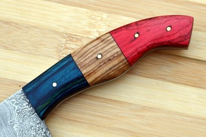 Cuchillo de Chef Hecho a Mano de Acero de Damasco con Mango de Madera y Funda de Cuero, Cuchillos Profesionales de Supervivencia y Caza - Product Image 4