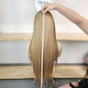 Peluca de Cabello Liso Largo GUGU HAIR, sin Pegamento, Rojizo y Rubio, con Frente de Encaje Transparente, Densidad 180%-200%, Cabello Vietnamita para Mujeres - Product Image 4