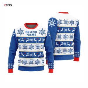 Suéter Navideño Corex para Hombre con Logotipo Personalizado, Impresión por Sublimación, Transpirable, 100% Algodón, Cuello Redondo, Jersey Navideño de 300g - Product Image 4