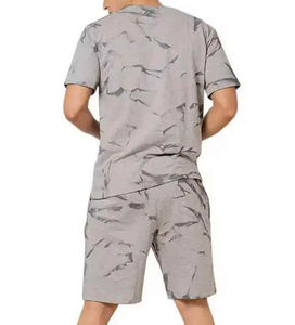 Unisex Gray Bird Print 2-Piece Shorts <b>Set</b> Short Sleeve T-Shirt Above Knee Casual Summer <b>Knitted</b> Cotton Outfit - Product Image 3