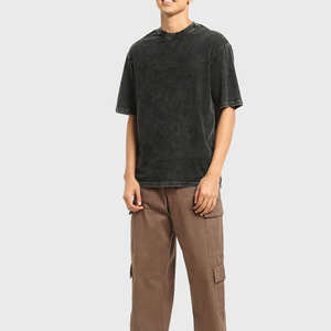 Camisetas de Hombre de Alta Calidad, Tallas Grandes, Lavado Ácido, Coloridas, Estilo Desgastado, Efecto Desteñido por el Sol - Product Image 5