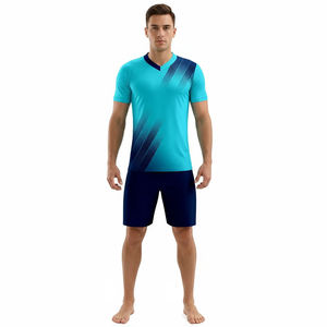Ensemble de maillots de football sublimés pour hommes, col en V, manches courtes, vêtements de sport respirants, couleur dégradée, uniforme en polyester - Product Image 1