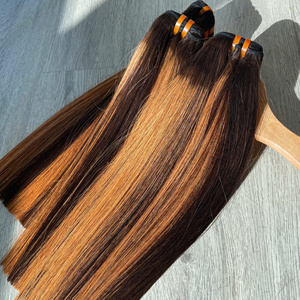 Extensions de cheveux 100% naturels vierges vietnamiens, tissage en dentelle, lisses comme des baguettes, couleur café piano, super double drawn, prix de gros - Product Image 4