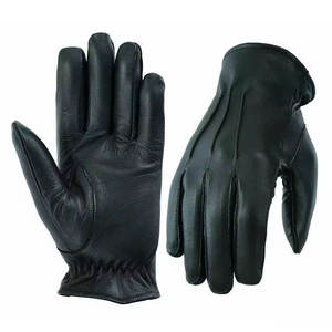 Mitaines d'hiver décontractées en cuir beige, à doigts complets, compatibles écran tactile, avec détection de pointe, paume à grain doux, poignet fendu et doublées, pour la conduite - Product Image 2