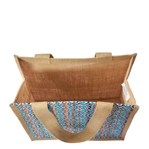 Good Quality Natural Geometric Print Jute <b>Bag</b> Durable <b>Bag</b> for Farmers Market Shopping Use Available at Factory Price - Product Image 4
