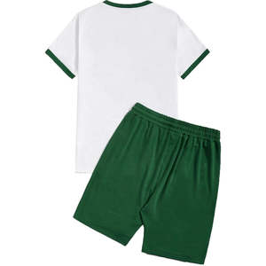 Conjunto de camiseta y pantalones cortos transpirables para hombre, conjunto deportivo de dos piezas, conjunto de camiseta de algodón transpirable. - Product Image 6