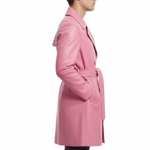 Gabardina Unisex de Cuero Genuino, Larga, para Invierno, con Doble Abotonadura y Cinturón en la Cintura, Estilo Elegante y Entallado - Product Image 5