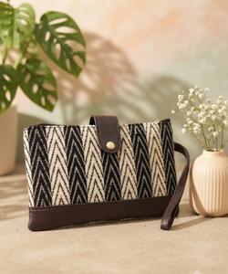 Bolso de Mano Tipo Clutch de PU Tejido para Mujer, con Cierre de Cremallera, Diseño Chevron y Cadena, para Uso Diario, Viajes y Bodas - Product Image 2
