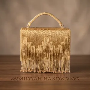 Sac à main de haute qualité avec franges dorées pour femmes, style bohème, sac à main décontracté pour soirée, pochette de soirée, utilisation pour mariage et fête - Product Image 3