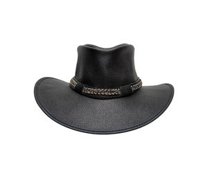Black Leather Cowboy <b>Hat</b> Unisex Adjustable Outdoor Wide Brim Casual Style Spring <b>Summer</b> 56-58CM - Product Image 3