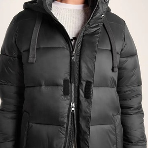 Chaqueta bomber larga con capucha para mujer, abrigo de invierno con bolsillos y cierre de cremallera, tejido aislante, gruesa, para exteriores - Product Image 5