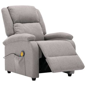 Poltrona reclinabile per massaggio in tessuto grigio chiaro - Product Image 4