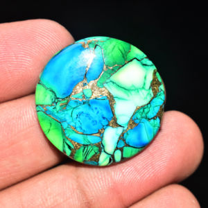 Premium Grade <b>Peacock</b> Dahlia Turquoise Cabochon <b>Peacock</b> Dahlia Mohave Turquoise - Product Image 2