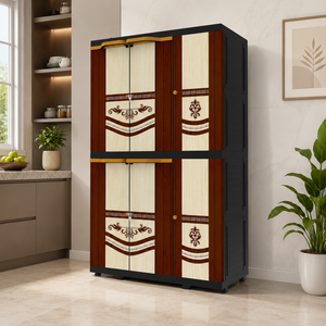 Armoire/Garde-robe portable Naiba Mega en plastique avec portes à charnières style bois brun, idéale pour le rangement des vêtements et de la chambre - Product Image 1