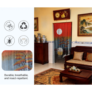 Eco Friendly Bamboo Bead Wall Hanging Curtains Art Deco Design 100% Handmade Commercial Decor for Hotel Restaurant - Product Image 2