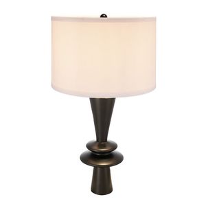 D15x26.7 <b>Black</b> Aluminum <b>Table</b> <b>Lamp</b> with White Drum <b>Shade</b> Assembly Required Two Varying Round Accents - Product Image 3