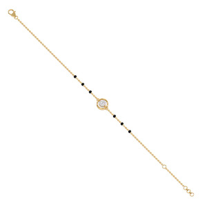 Bracelet en diamants flottants avec chaîne en or jaune et accent latéral en pierre noire - Product Image 4