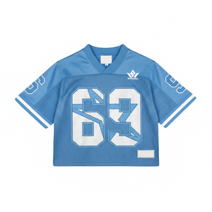 Maillot de football américain à col en V, manches courtes, maille respirante, 100% polyester, unisexe adulte, impression des numéros d'équipe - Product Image 4