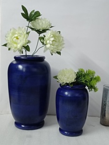 Style moderne sculpté à la main bleu foncé Vintage offre spéciale indien artisanal décor de mariage bois de manguier en vrac pots de vase à fleurs et jardinières - Product Image 1