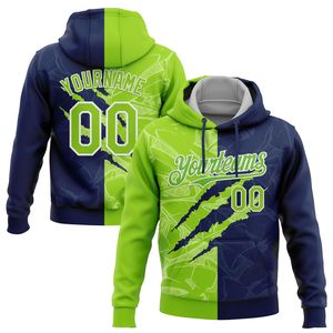 Sweat à capuche personnalisé pour homme avec nom, numéro et design color block, en polaire polyester respirant, idéal pour l'hiver - Product Image 1