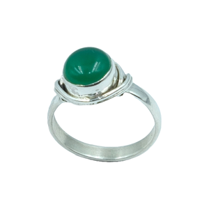 Bague en onyx vert naturel cabochon, argent sterling 925, faite à la main, bague de pierres précieuses, bague statement, bijoux en gros pour cadeau de Noël - Product Image 1