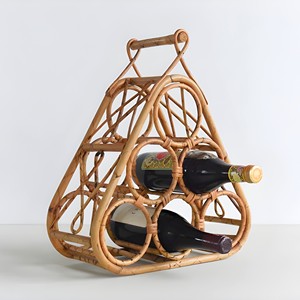 Soporte de mesa para botellas de vino, estante de almacenamiento de ratán para botellas de champán, estantería de esquina para licor. - Product Image 3