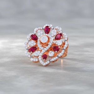 Bague de cocktail de luxe en or rose pour femme, avec rubis taille poire, bijoux de mode pour mariage - Product Image 4