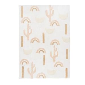 Alfombra Moderna de Diseño Plano con Patrón de Cactus y Arcoíris, de Algodón Orgánico, para Decoración de Habitación Infantil, Forma Rectangular, Lavable - Product Image 1