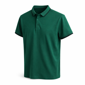 Camiseta Polo Personalizada para Hombre, Algodón Piqué Verde, Cuello y Puños con Ribete en Contraste, Fabricante OEM ODM de Marca Privada - Product Image 3